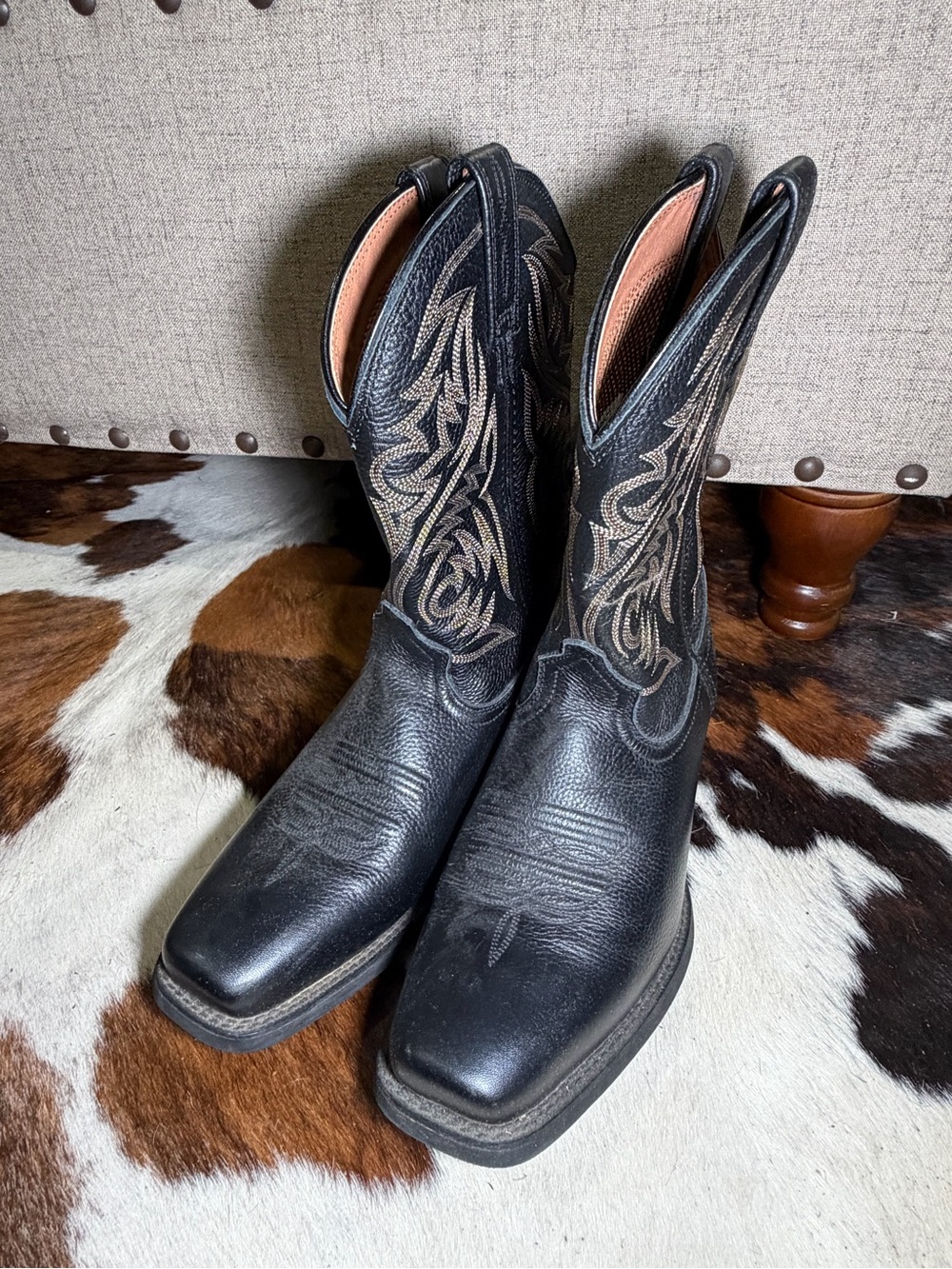 Ariat Men’s Black Leather Western Cowboy Boots Size 10D Square Toe